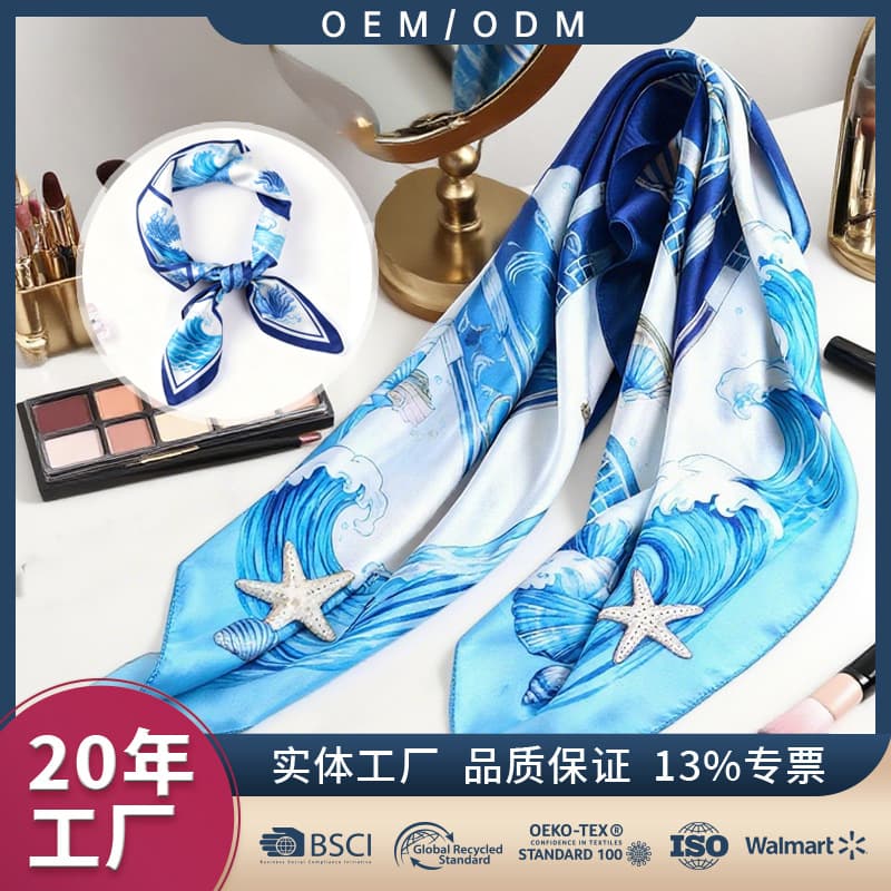 Fashionable retro factory hot-selling custom polyester small square scarves, handkerchiefs, headscarves, gift wrap scarves, and street neckerchiefs.