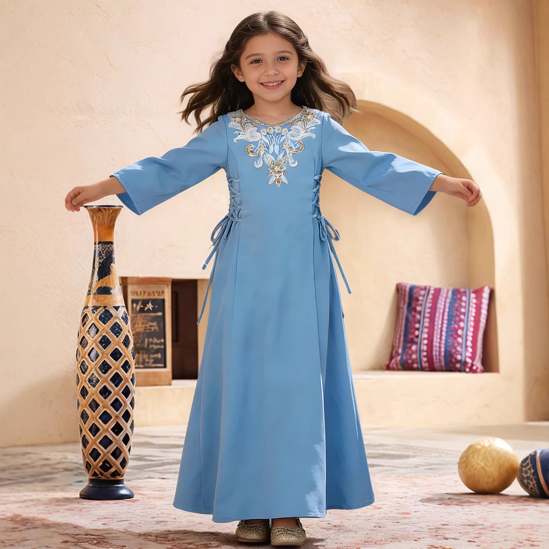 New Lace-up Slim Lady Robe for Girls, Export Style Ethnic Fashion Design