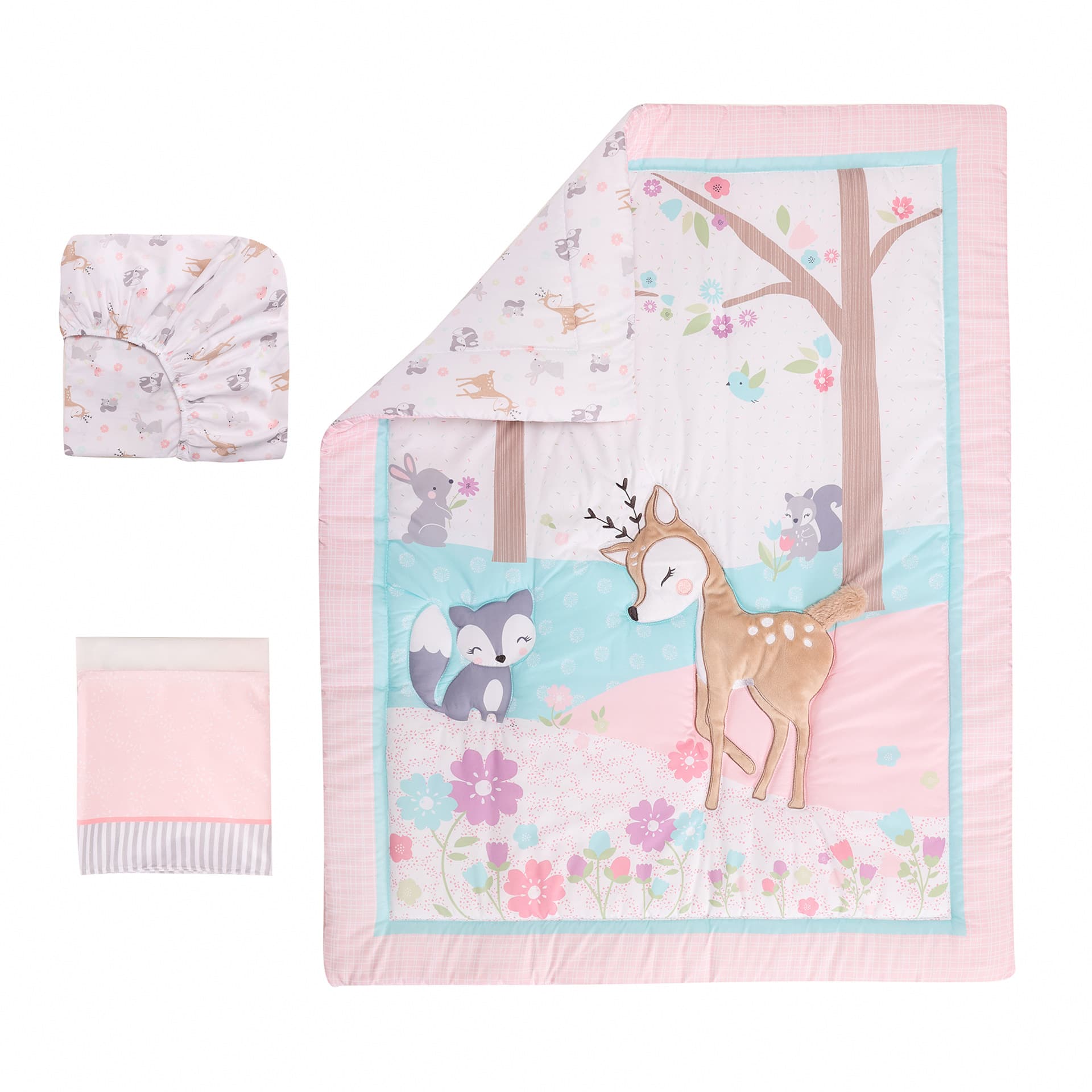 Foreign trade factory cross-border newborn set, children's quilt fitted sheet with bed skirt, infant bedding three-piece set