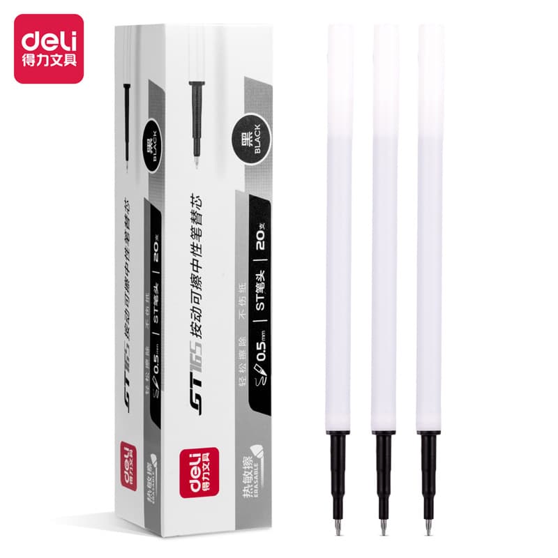 Deli GT165 press-to-erasable gel pen refill student exam 0.5 bullet friction and easy-to-erasure pen refill ST head
