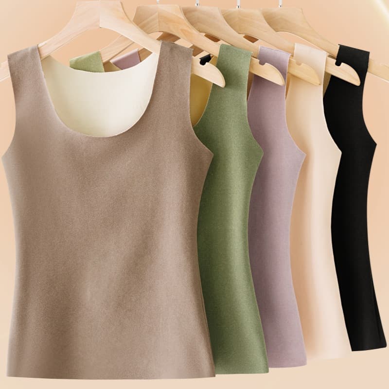 Women's Autumn/Winter Fleece Warm Vest, Thickened and Seamless Base Layer Top, Women's Innerwear, Underwear, Vest, Plus Size