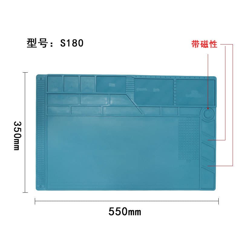 Mobile phone digital repair work mat, anti-corrosion and high temperature resistant hot air gun soldering station with magnetic repair IC silicone heat insulation mat