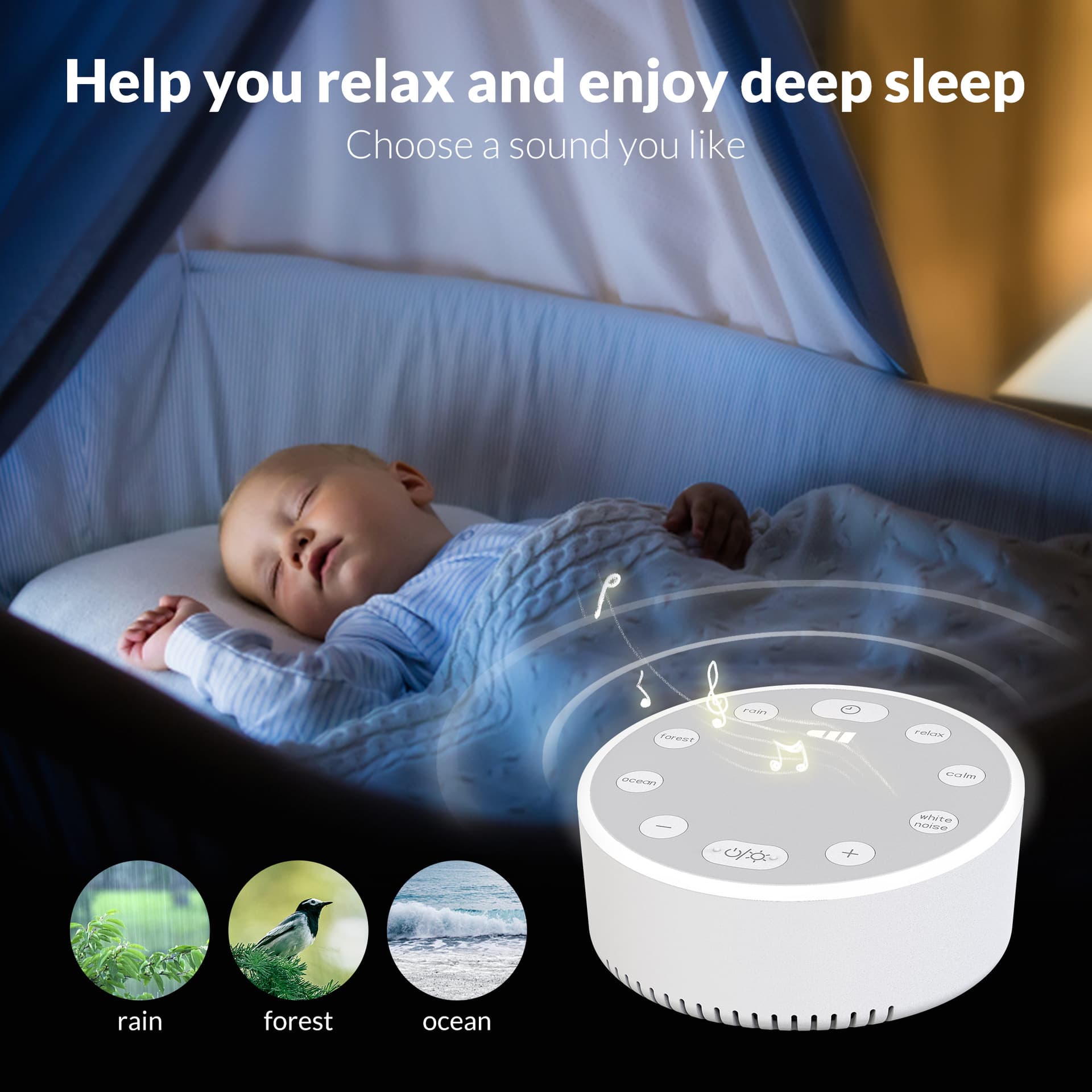 Cross-border White Noise Sleep Device with Mood Adjustment, Breathing Light, and Smart Speaker