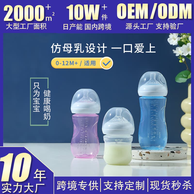 Baby Wide Mouth PP Plastic Milk Bottle with Handle for Newborn Infants Baby Feeding Bottle Childcare Products from Mainland Chin