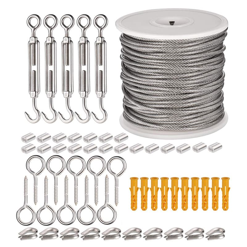 Stainless Steel PVC Wire Rope Cable Guardrail Suspension Kit Closed Eye Self-Tapping Screw Tensioner Clamp Head