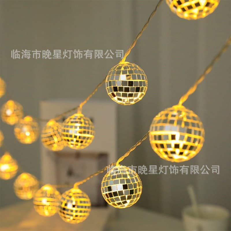 Cross-border hot selling LED mirror ball light string mosaic ball Christmas holiday decoration bar party atmosphere lights lanterns