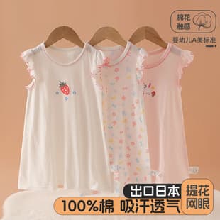 100% Cotton Girls Cap Sleeve Nightgown, Summer Dress Thin Flutter Sleeve Homewear Baby Girl Dress