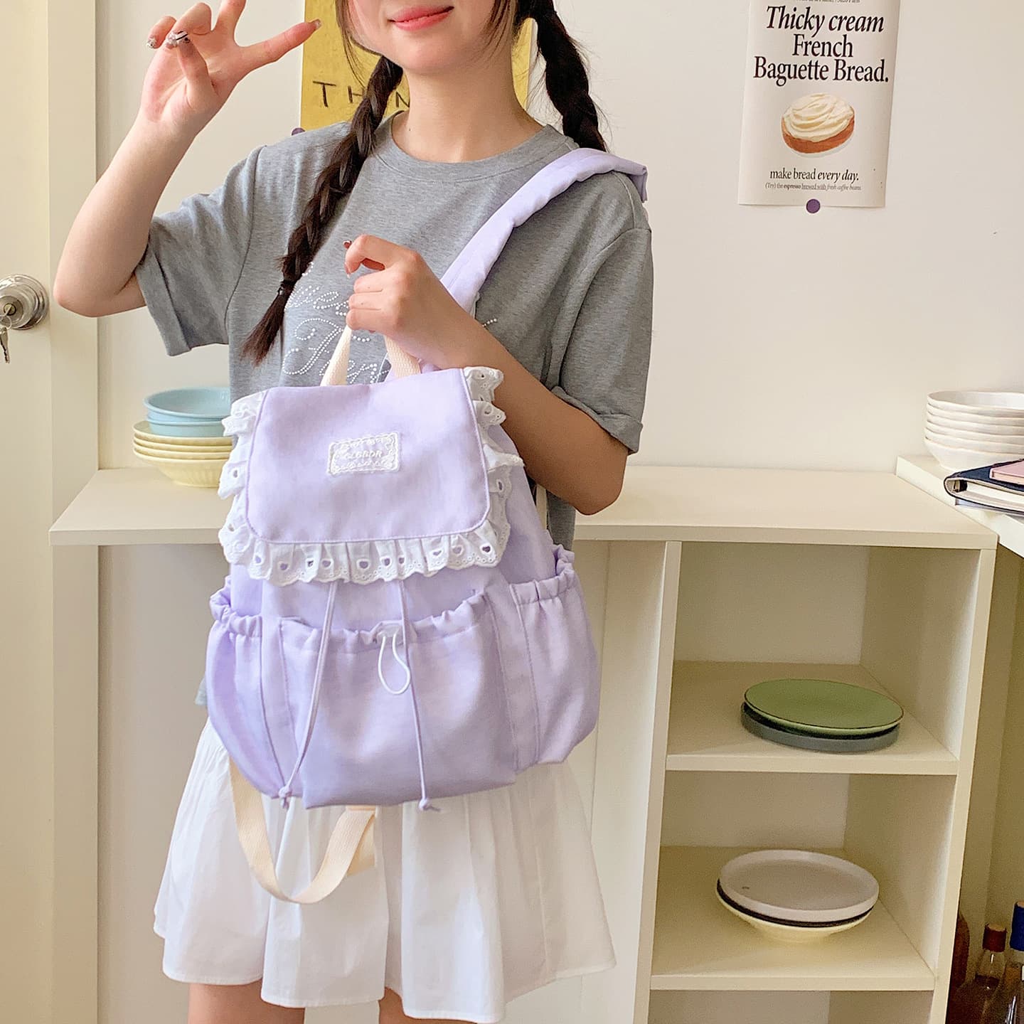 New Ins-Style Cute Girl Backpack, High Appearance Sweet Backpack, Student School Bag, Commuter Casual Backpack