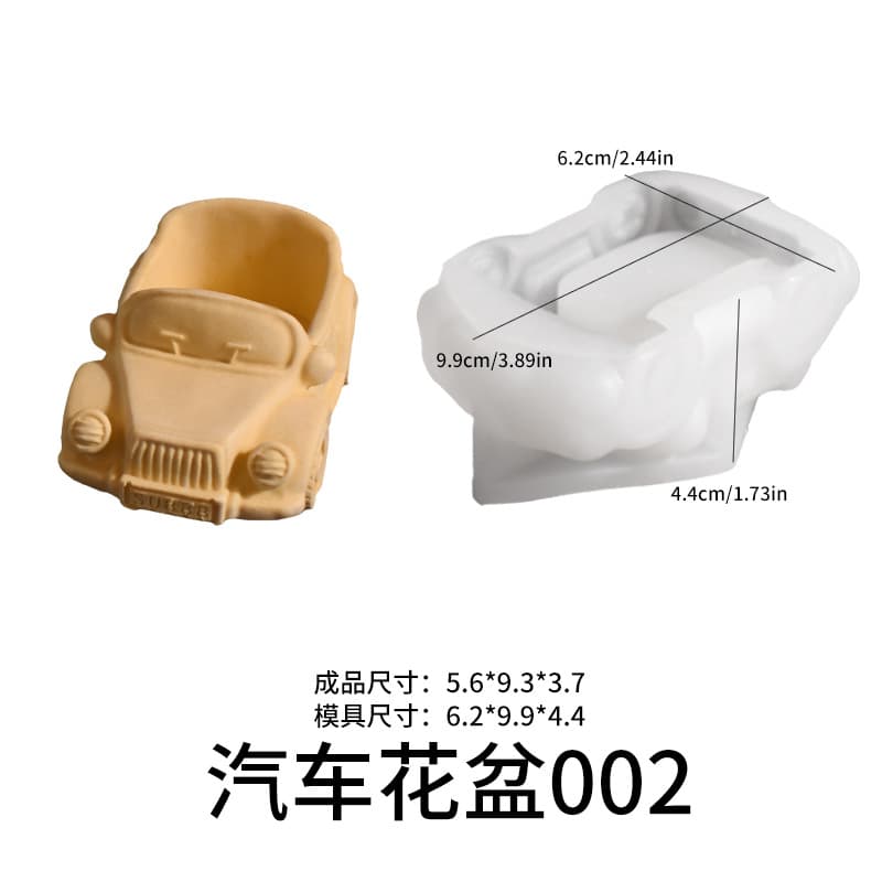 Car Bus Gypsum Flower Pot Mold American Country Style Cartoon Vehicle Succulent Planter Gypsum Silicone Mold