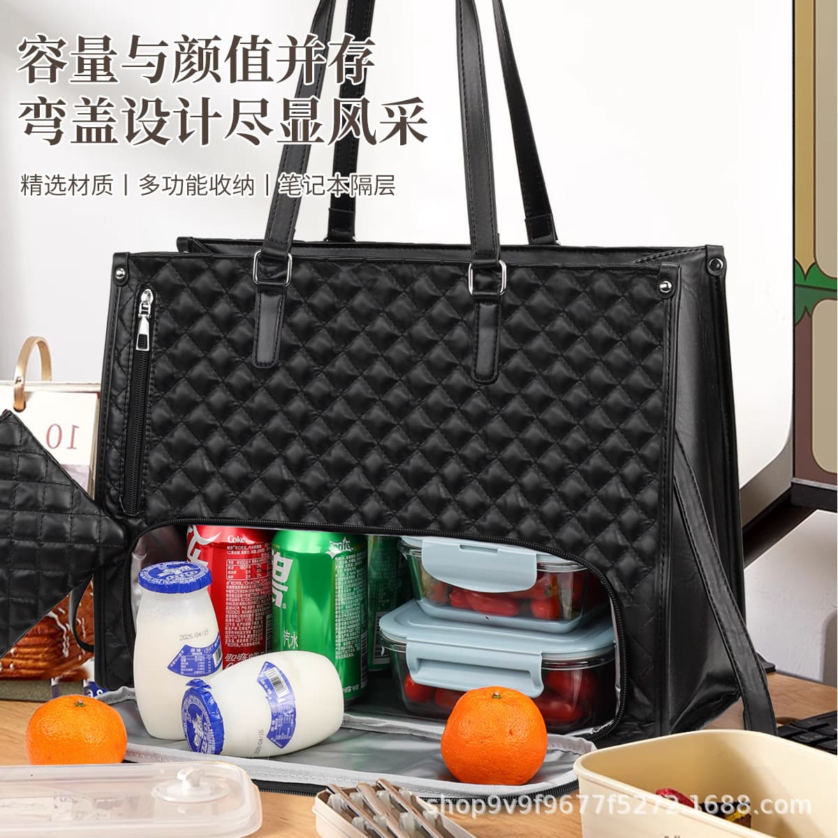 New product in stock 2-in-1 handbag lunch bag combination bag large handbag insulated lunch box women's cross-body computer bag