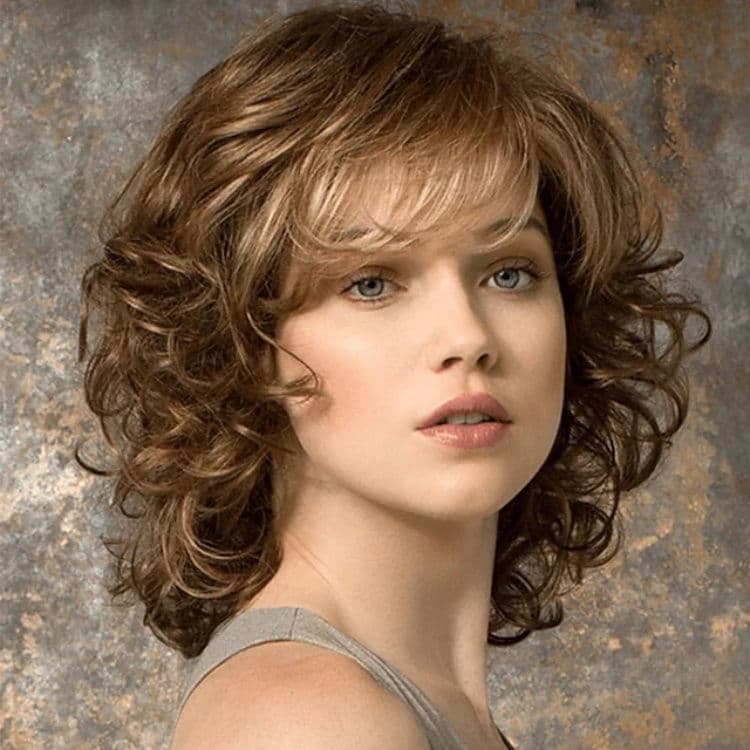 Cross-border Export Special Wig for Women, Side Bangs Short Curly Hair, Natural Full Head Wig, Factory Stock