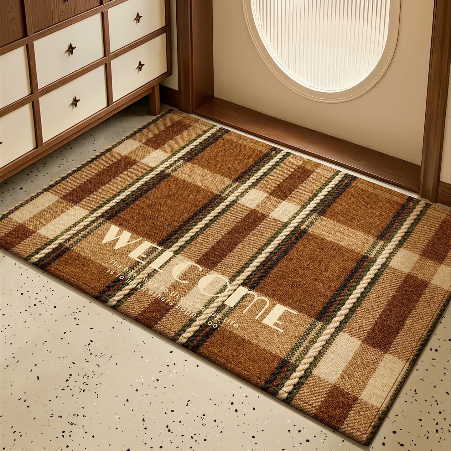 Medieval plaid entry door floor mats, household loop velvet wear-resistant anti-slip mats, entrance doors, cuttable dust-removing floor mats