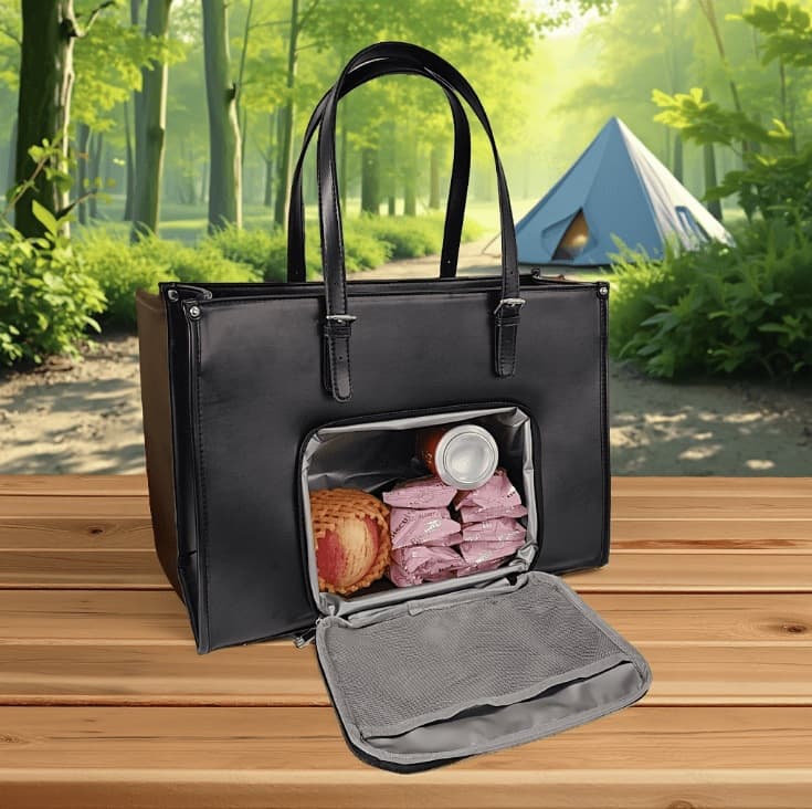 Cross-border Insulated Simple Fashionable Computer Tote Bag, Popular Practical Large Capacity Travel Lunch Insulated Bag with Compartments
