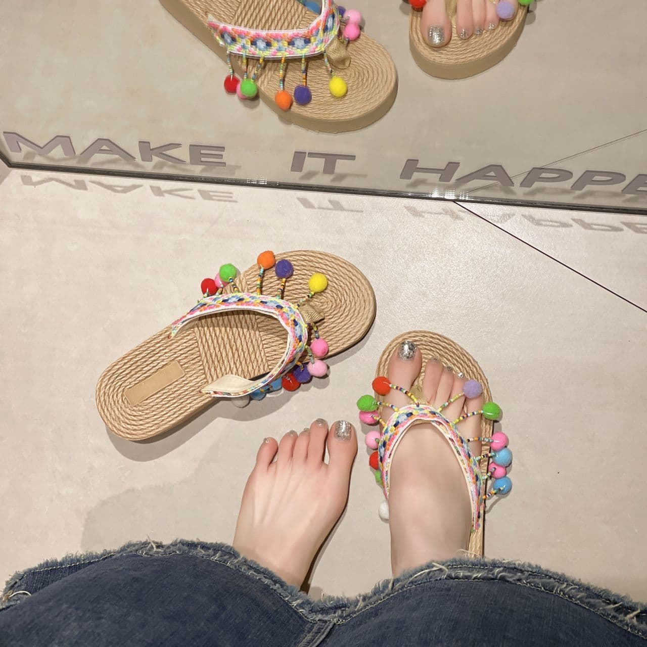 Fashionable Non-Slip Beach Shoes Thick-Soled Wedge Heel Flip-Flops 2025 Summer New Fairy Style Slippers for Women Summer Outer Wear