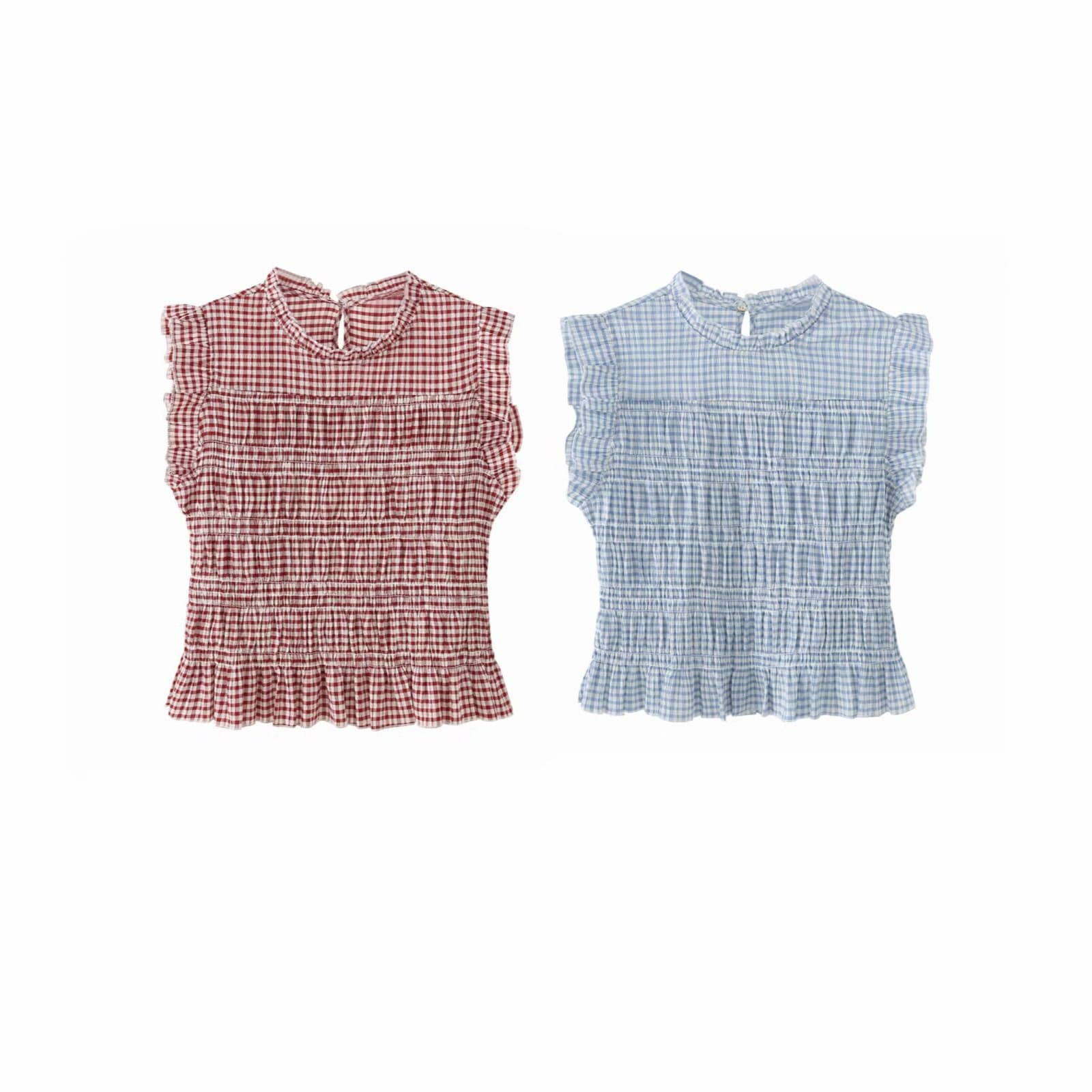 ZA Cross-Border Hot Selling 2026 Spring New French Vintage Comfortable Casual Round Neck Grid Honeycomb Top