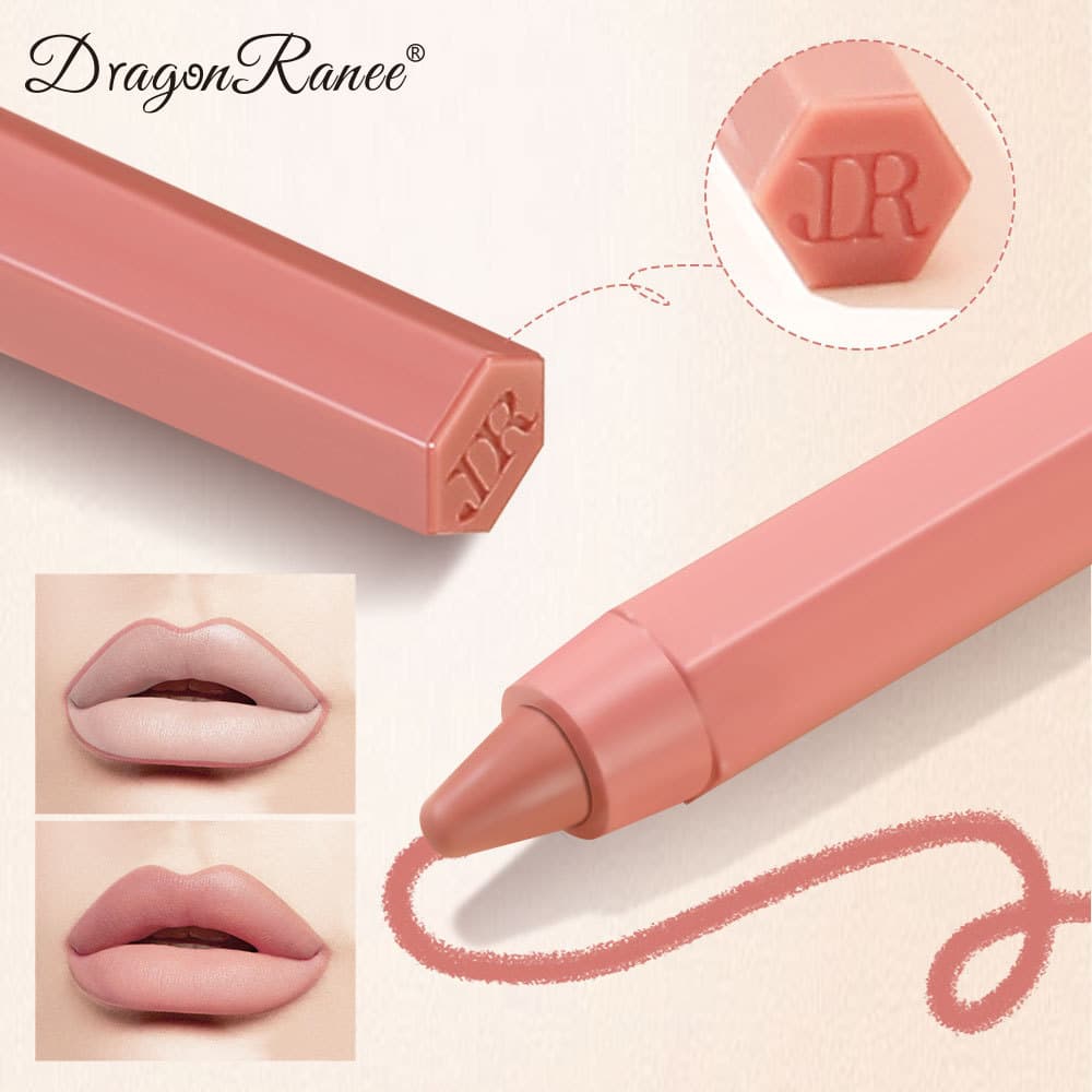 Cross-border Lip Liner Pencil for Women, Matte Lip Liner, Velvet Bean Paste Color, Foam Tip, Single Hexagonal Lip Pencil
