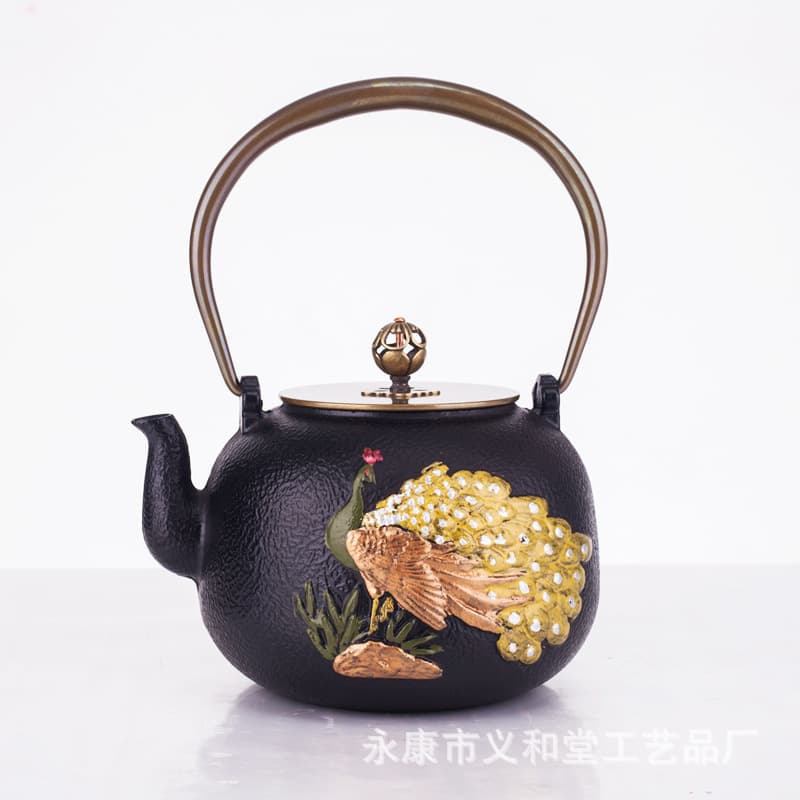 1.3-liter Japanese-style cast iron teapot hand-painted pig iron boiled teapot tea set ornaments suit