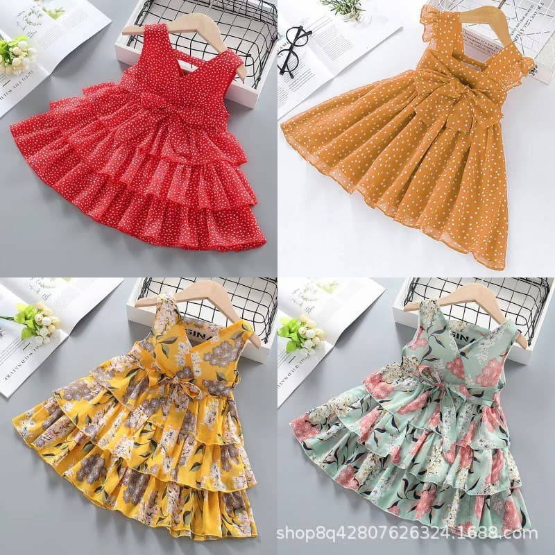 Hot Selling 2025 Summer Girls Princess Dress Shein Style Bow Tie Breathable Baby Girl Dress Wholesale