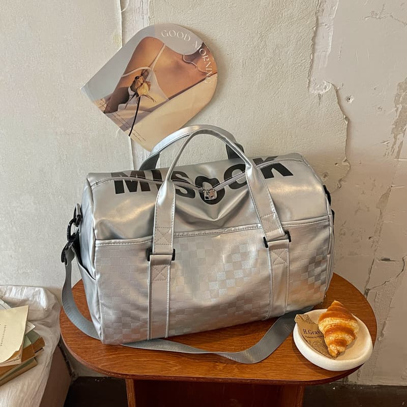 Travel bag, portable short-distance business trip luggage bag, large capacity dry and wet separation soft leather sports bag, trendy and fashionable fitness bag