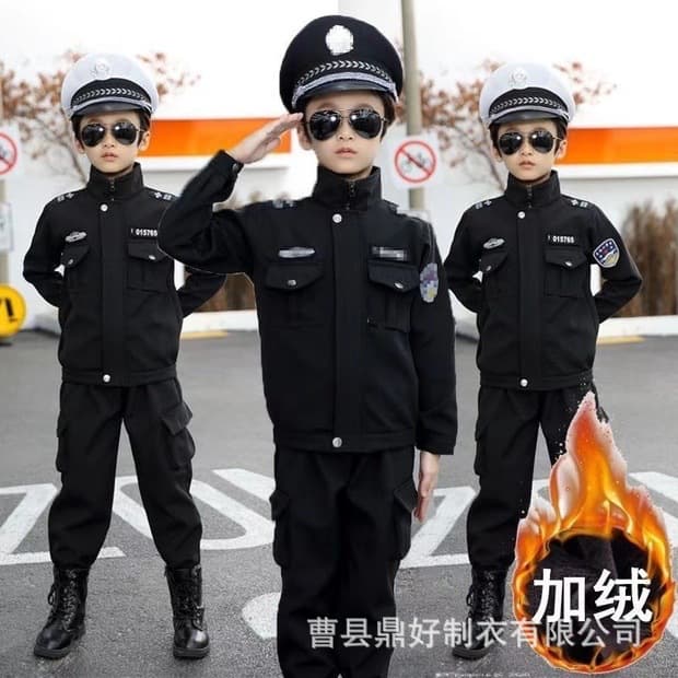 Children's clothing, boys' SWAT uniforms, police officers' velvet suits, girls' winter police uniforms, kindergarten costumes