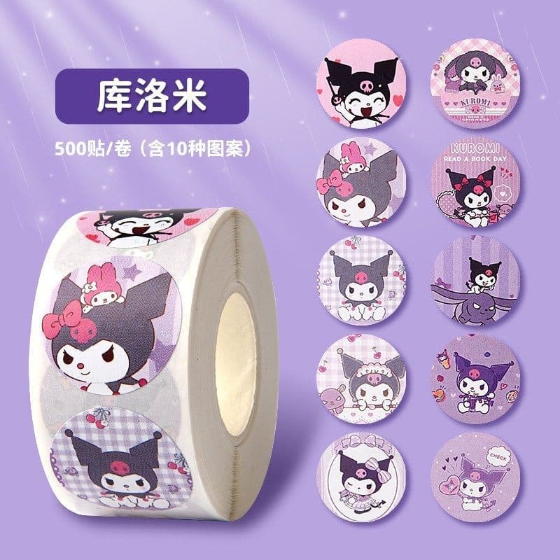 Cute Kuromi sealing stickers roll stickers girls decorative stickers children's Sanrio stickers handbook tape