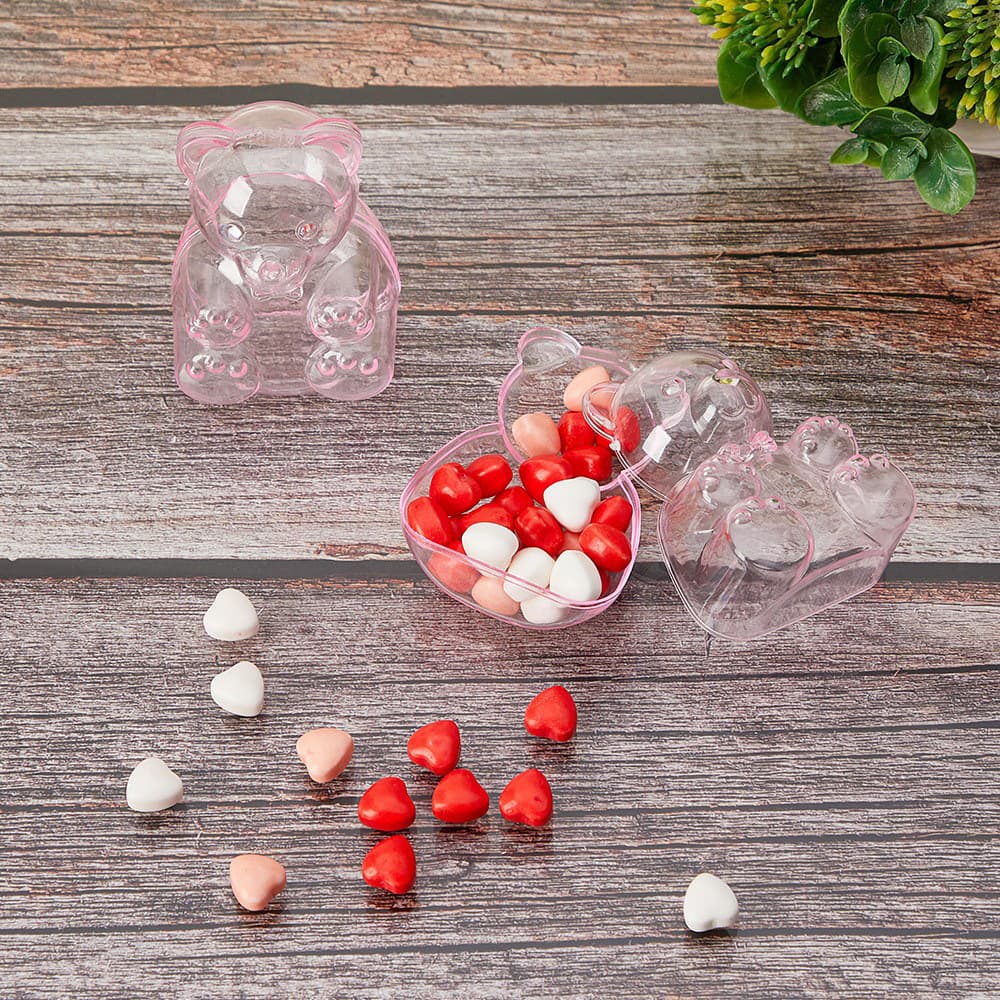 Creative Transparent Bear Plastic Box, New Cross-Border Cartoon Cute Bear Candy Box for Kids' Children's Day Gift