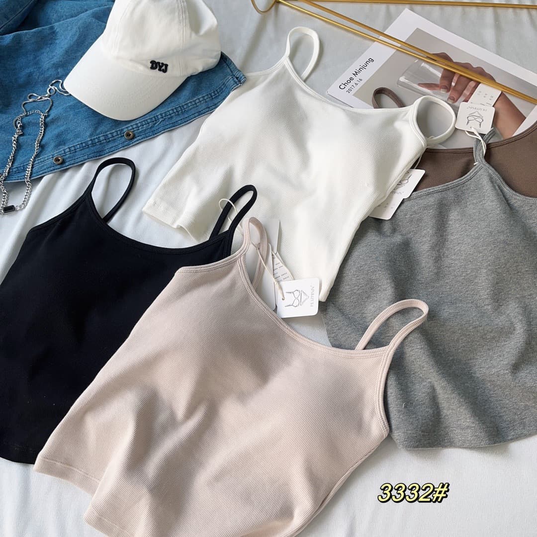 Ribbed cotton camisole tank top for women, high-waisted, backless, cropped, sexy, versatile underwear.