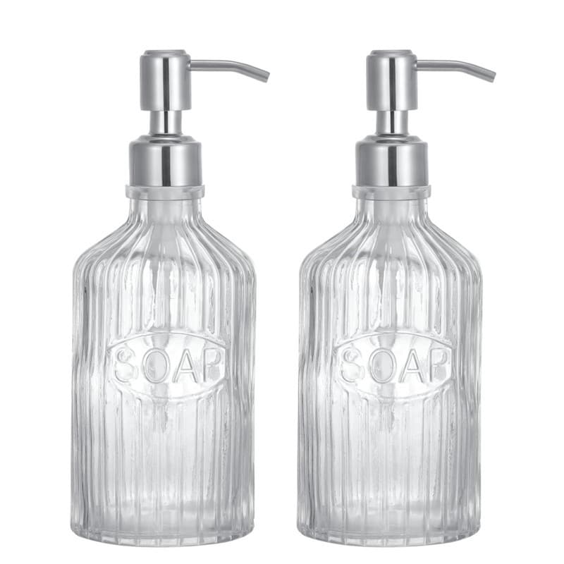 Factory direct supply transparent glass bottle 500ml shampoo bottle press pump head bathroom dispensing bottle soap dispenser bottle