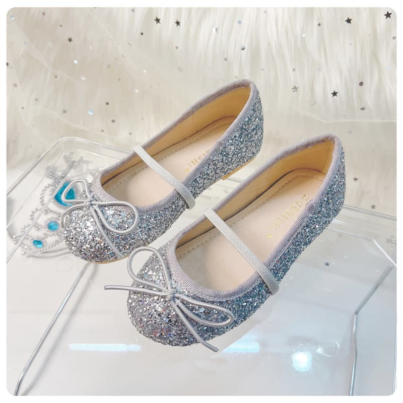 Girls Princess Shoes Spring New Stage Performance Shoes with Dress Sequins Crystal Shoes Girls Single Shoes Children Leather Shoes