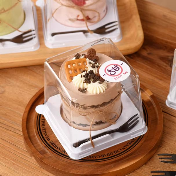 Transparent Mousse Cake Packaging Box PET Clear Dessert Inner Round Inner Square Small Cake Sweet Box