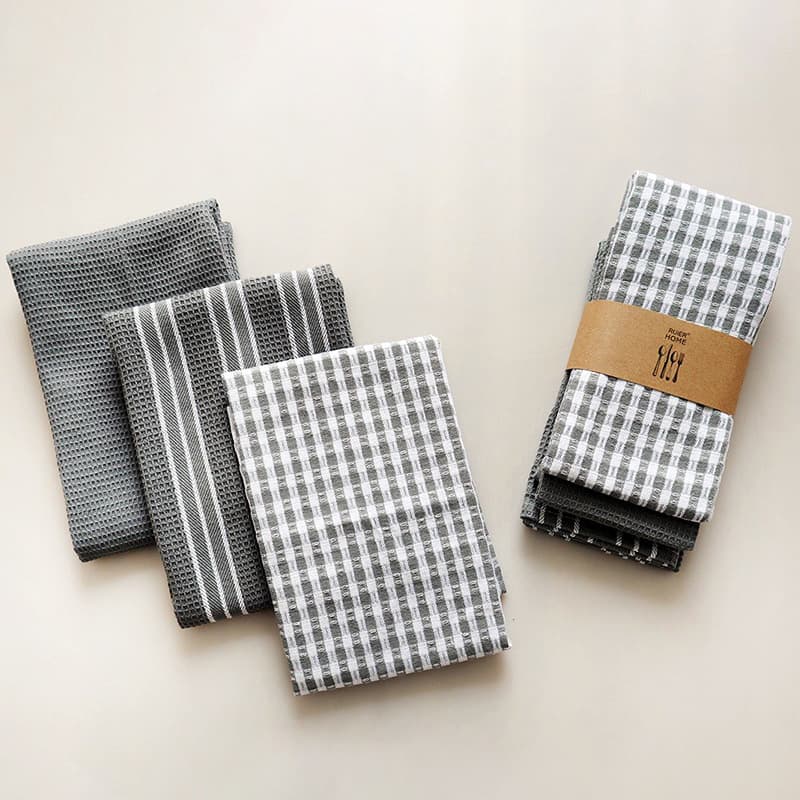 Kitchen Towels 3-Pack Pure Cotton Tea Towels Multi-Purpose Kitchen Cloths Absorbent Dishcloths Table Mats