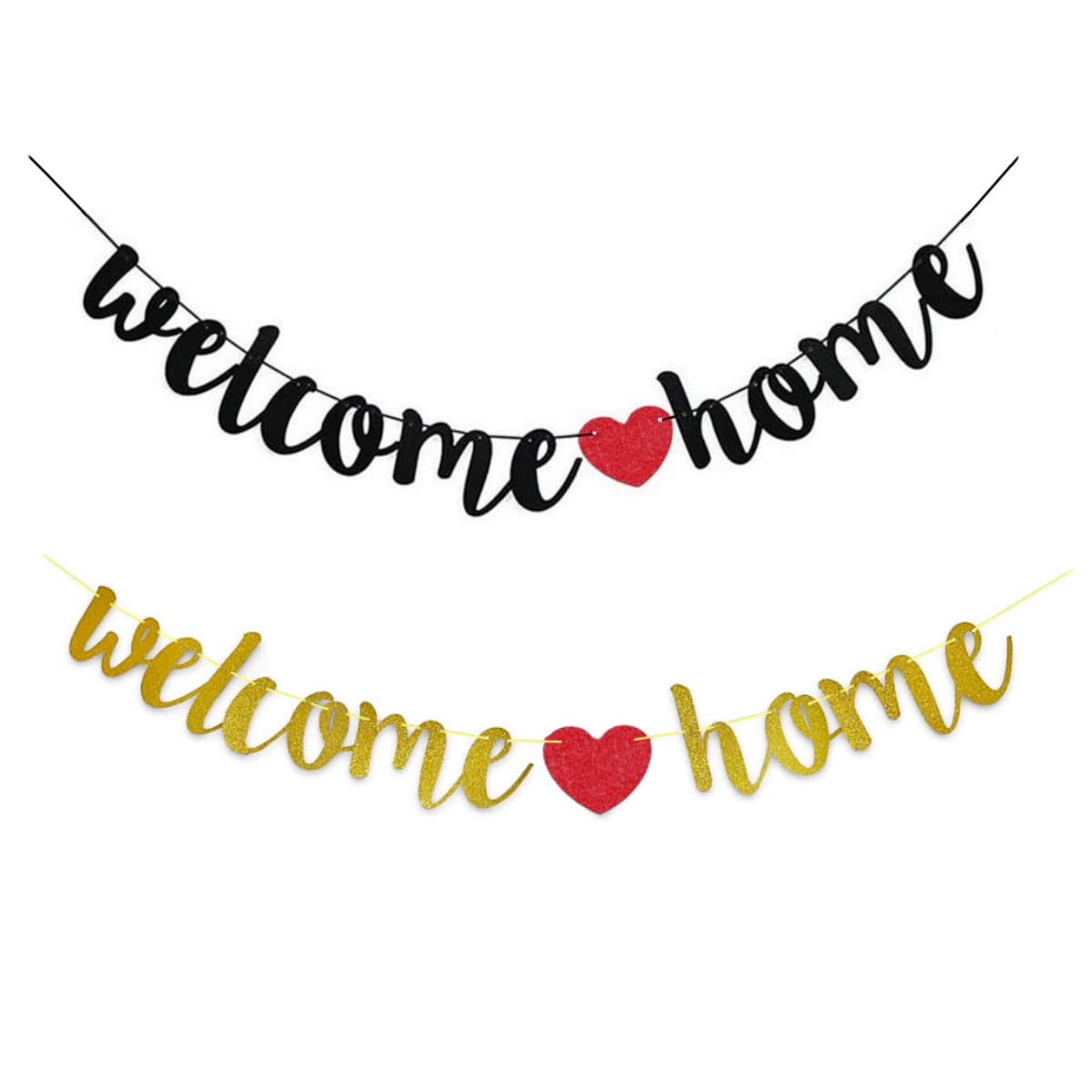 Welcome Home Gold Glitter Continuous Paper Pull Flag Wedding Baby Shower Bunting Banner Decoration Factory Direct Supply