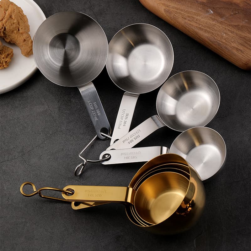 Cross-border 304 stainless steel measuring cup four-piece set household baking measuring spoon 4pcs coffee bean milk powder spoon with scale