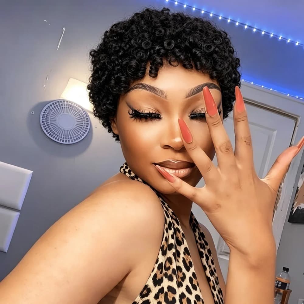 Pixie Cut Wig Full Machine Made Real Human Hair Fairy Tale Style Synthetic Wig for Ladies Any Skin Color Any Face Type