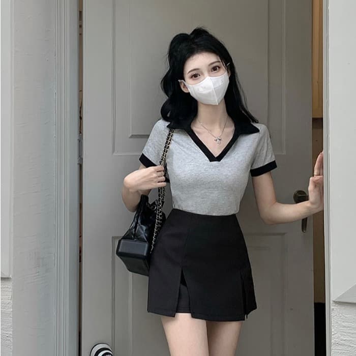 Plus Size Black Split Skirt 2024 Summer New Plus Size High Waist Slimming Short Irregular A-Line Skirt Pants