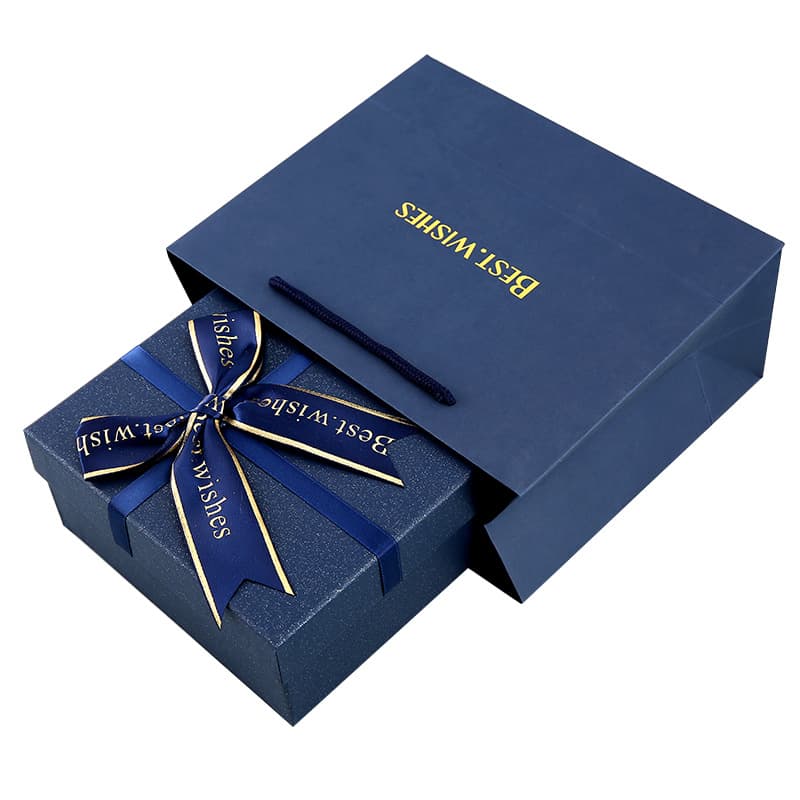 Yiwu Gift Box Blue Bow Top and Bottom Lid Gift Packaging Box Custom Souvenir Box Premium Large Gift Box