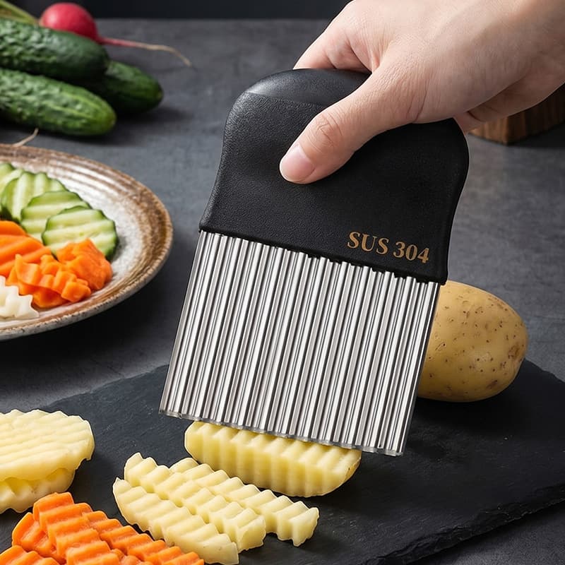 304 stainless steel wavy knife vegetable cutting artifact household potato fries fancy slicer multi-functional kitchen tool