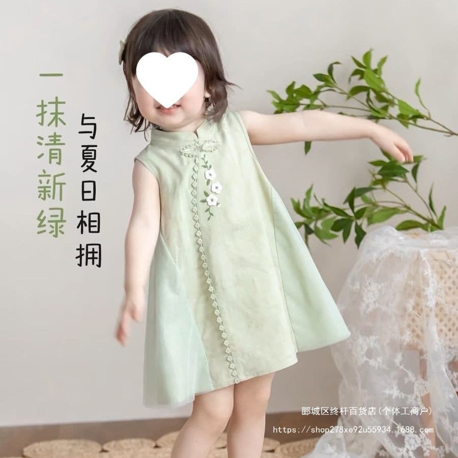 Xiaobaban Children's Clothing Baby 2026 New Chinese Style Cheongsam Sleeveless Dress, Summer New Style, Very Beautiful Girls' Dress