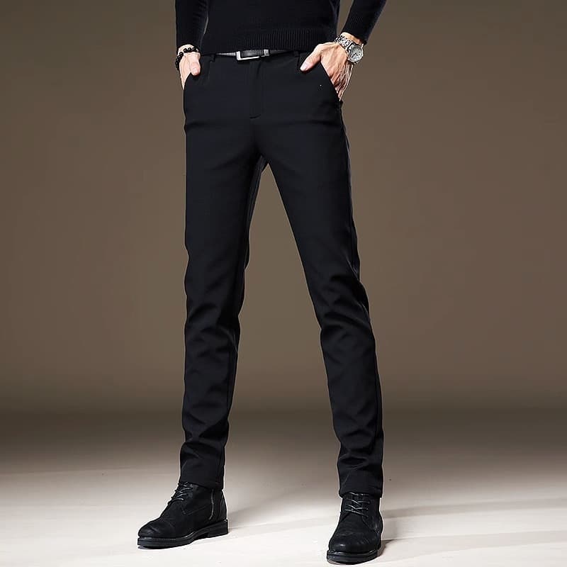 Italian high-end black casual pants for men 2026 autumn and winter new Korean style slim-fitting elastic business trousers