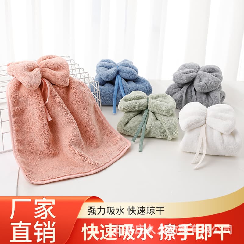 Coral Fleece Hand Towel Hanging Cute Absorbent Quick-dry Thick Cartoon Children Kitchen Bathroom Hand Wipe