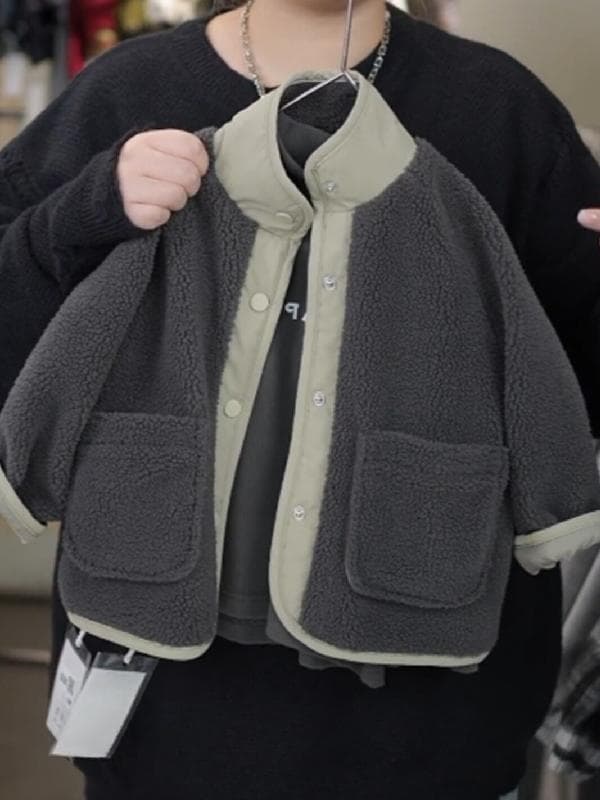 New Spring/Fall Fleece Jacket for Kids, Unisex Korean-Style Trendy Coat, Versatile Top for Boys, New Year Outfit for Toddler Boys