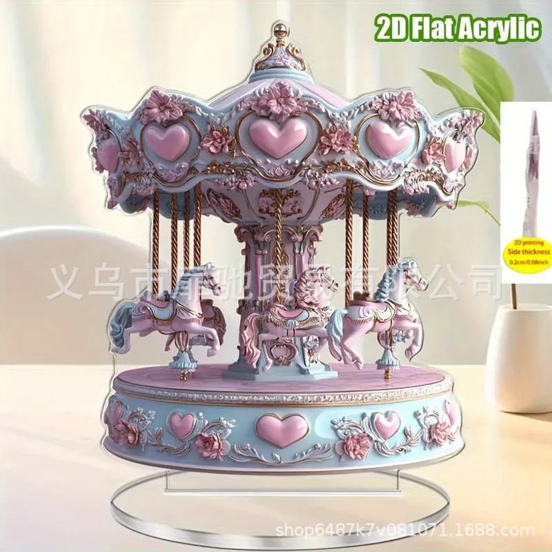 Holiday creative new dreamy carousel 2D flat home art decoration desktop acrylic ornaments
