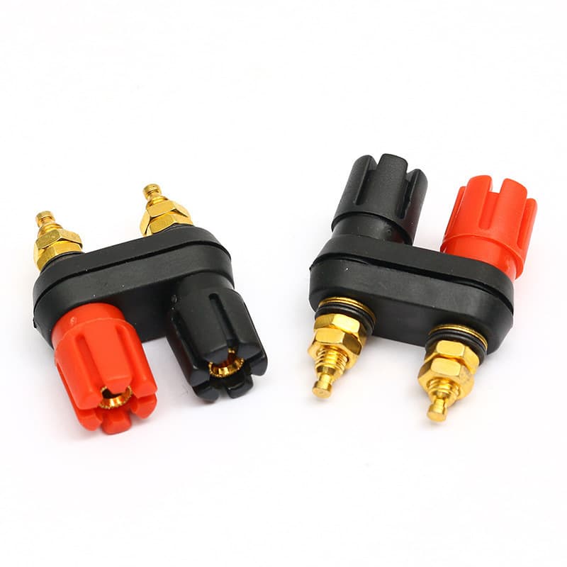 Gold-Plated Dual Banana Binding Post Double Row Binding Post Red Black Integrated Speaker Terminal Connector