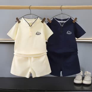 Children's Set Stand Collar Summer New Boys Polo Shirt Pique Cotton Summer Short Sleeve Shorts Boys Half Sleeve Kids Clothing