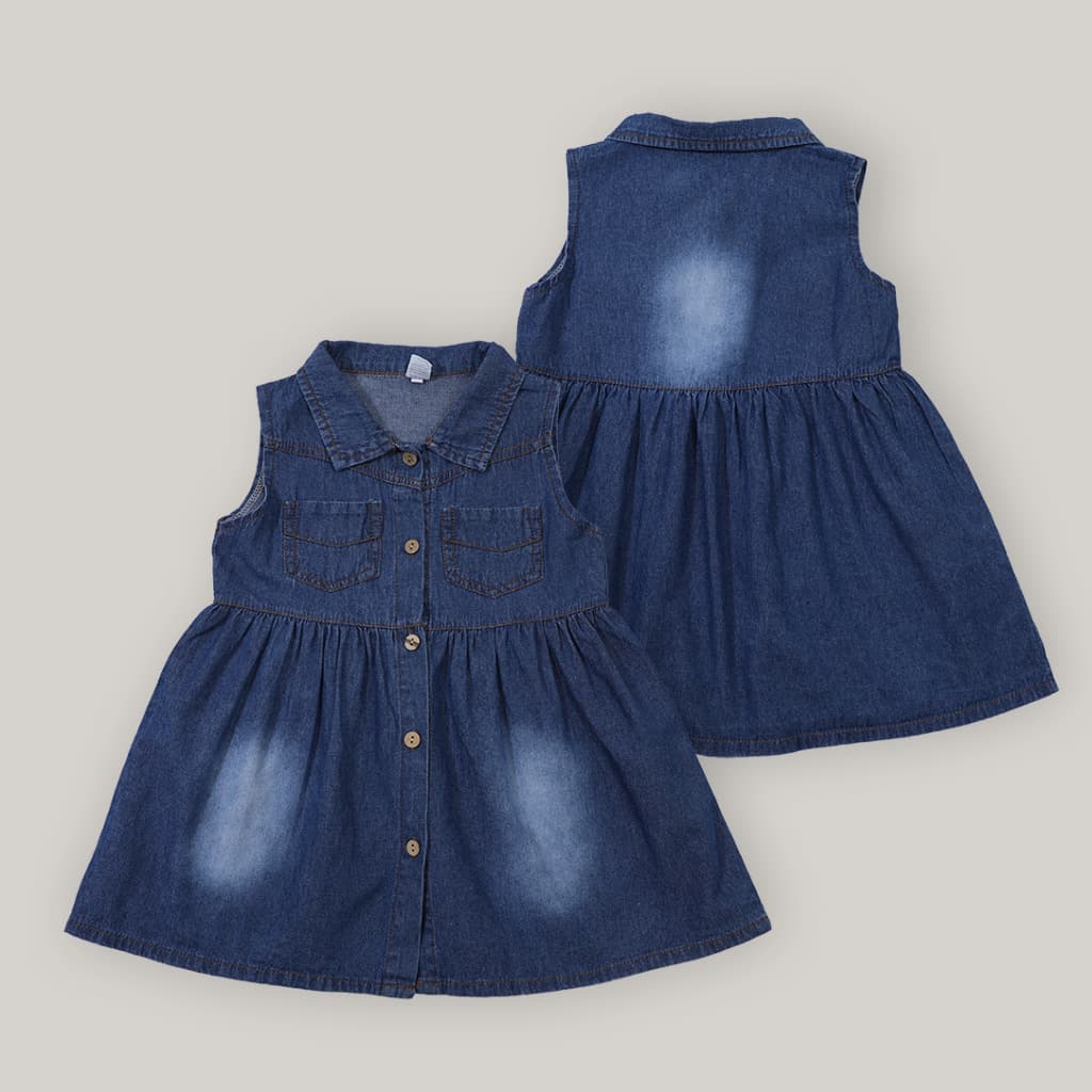 Girls' Denim Vest Dress 2024 Autumn Baby Girl Shirt Suspender Dress Two-Piece Dress Children's Spring Outfit