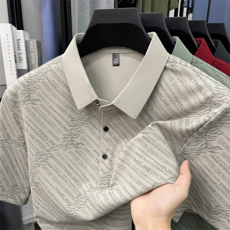 Men's Short Sleeve T-Shirt Summer New Style Middle-Aged and Elderly Pullover Polo Shirt Turn-Down Collar Dad's Fashion Casual Base Layer