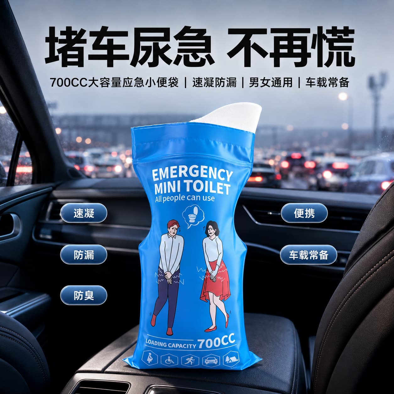 Car Disposable Emergency Urinal Bag for Men, Thickened Convenient Bag, Portable Urinal for Women, Highway Emergency Urinal Bag
