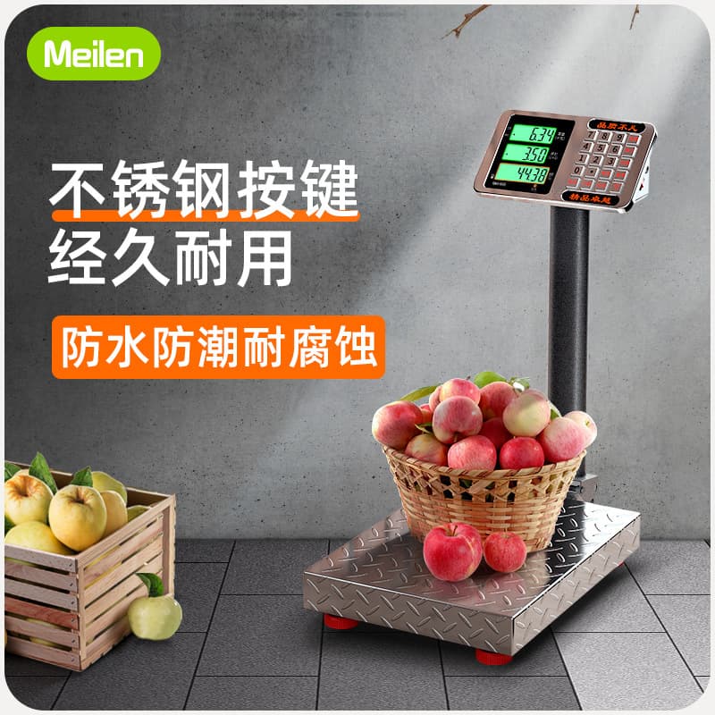 Meilen Weighing Electronic Scale, Commercial Platform Scale, Floor-Mounted Waterproof Pricing Scale, Foldable Stainless Steel Platform Scale