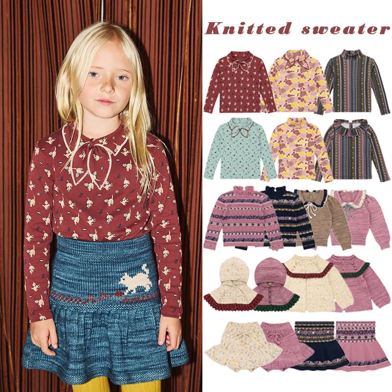 Children's Sweater 2025 Autumn/Winter Cross-border Children's Clothing MP Series Girls' Retro Style Hollow-out Knit Sweater Dress Set