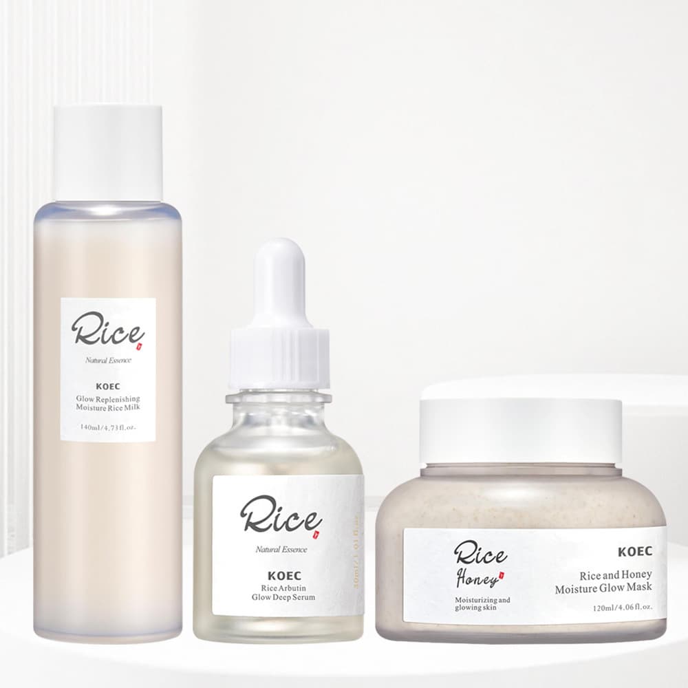 KOEC Rice Honey Facial Skincare Trio Set: Moisturizing Serum, Toner, and Wash-Off Mask - Cross-Border Best Seller